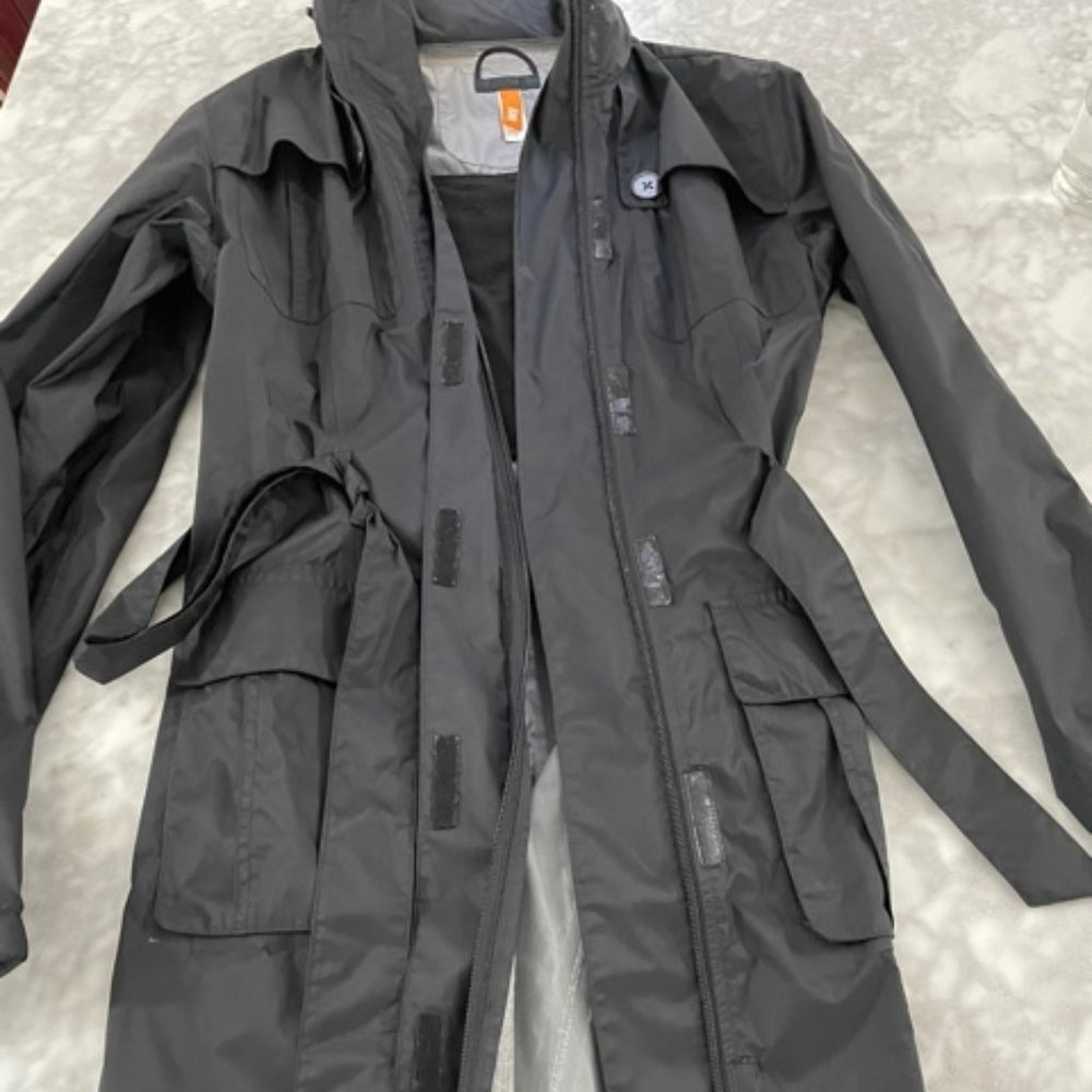 Lucy convertible black trench style coat XS
